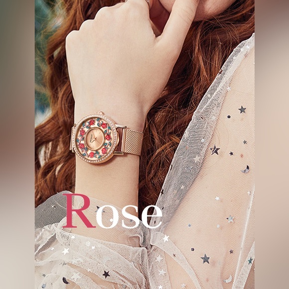 JUNO MALLET Crystal Lively Locket Watch Rose Gold Minimalist Watch - Picture 2 of 16